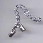 Kappenverschluss 4 mm für Leder o. ä. mit Verlängerungskettchen