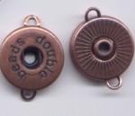 Double Beads EasyButton Zwischenteil mit 2 Ösen kupferfarben 25 x 19 mm- Ausverkaufsartikel, Abgabe nur solange Vorrat reicht