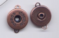 Double Beads EasyButton Zwischenteil mit 2 Ösen kupferfarben 25 x 19 mm- Ausverkaufsartikel, Abgabe nur solange Vorrat reicht