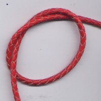 Lederband rund geflochen 4 mm rot