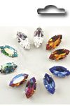 Navettes aus böhmischem Glas 15mm x 7 mm 2 Stück im Beutel, Ausverkaufsartikel - Abgabe nur solange Vorrat reicht