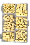 Glas-Perlen-Sortiment beige opak,100 g - 6-16 mm, 6 verschiedene Perlen Ausverkauf - Abgabe nur solange Vorrat reicht
