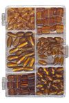Glas-Perlen-Sortiment hellbraun - transparent 100 g - 6-16 mm, 6 verschiedene Perlen, Ausverkaufsartikel - Abgabe nur solange Vorrat reicht