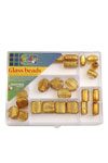 Silverfoil-Glasperlen gold 7 Formen, 27 Perlen in der Dose - Ausverkaufsartikel, Abgabe nur solange Vorrat reicht