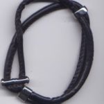 Kunstlederarmband 20 cm schwarz mit Karabiner-Verschluss