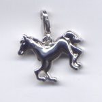 Anhänger Pferd mit Karabiner silberfarben 20 x 18 mm