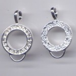Anhängerring versilbert mit Straß offen 17 mm, 2 Ösen