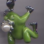 Clipart Anhänger Frosch grün 2,7 cm - aus galvanisiertem Messing