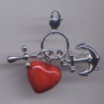 Big-Charm Glaube, Hoffnung, Liebe - 5,6 x 2,5 cm - aus galvanisiertem Messing