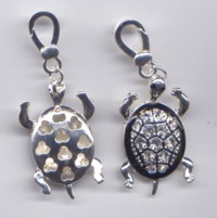 Big Charm Schildkröte mit Straß und flexiblen Beinchen mit Straß - 25 x 20 mm