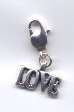 Anhänger 6 mm versilbert ´Love´ mit drehbarem Karabiner