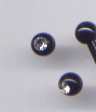Piercingschmuckteil aus Chirurgenstahl platinfarben mit 2 Kunststoffendkugeln 4 mm mit Swarovskikristallen