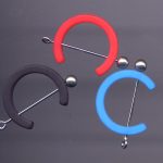 Polarishalbring rot mit Wechselanhänger platinfarben