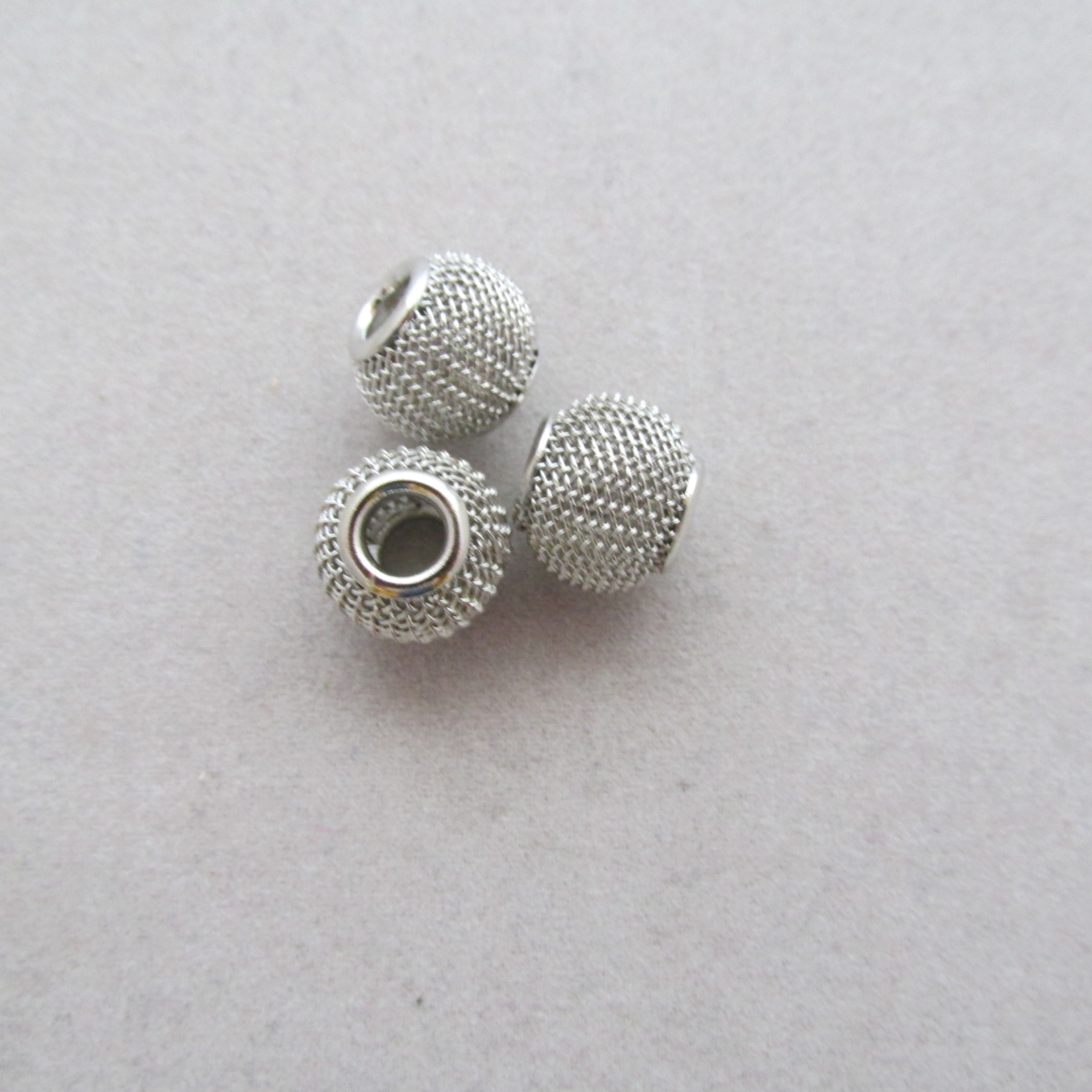 Netzperle Metall 12 mm platinfarben - 1 Stück