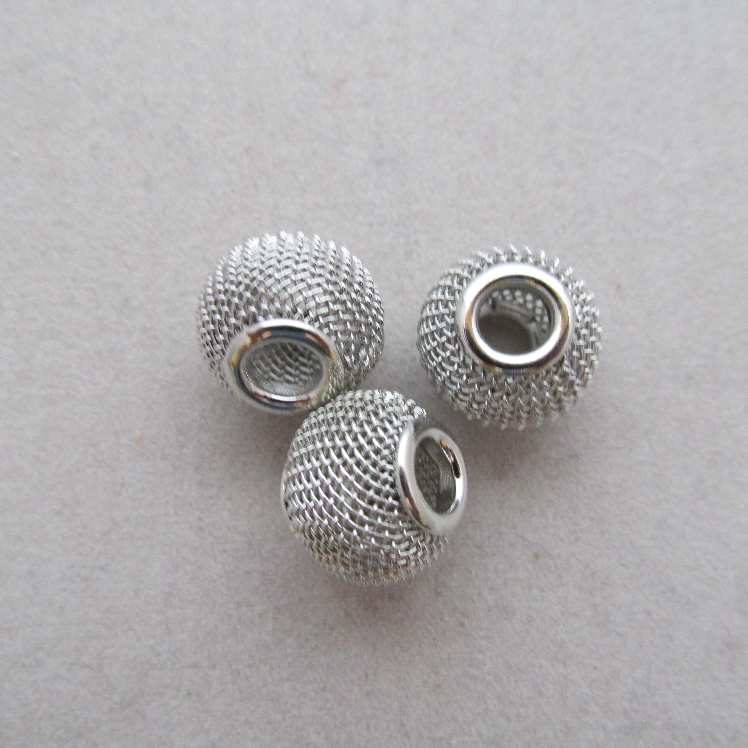 Netzperle Metall 12 x 14 mm  mm platinfarben - 1 Stück