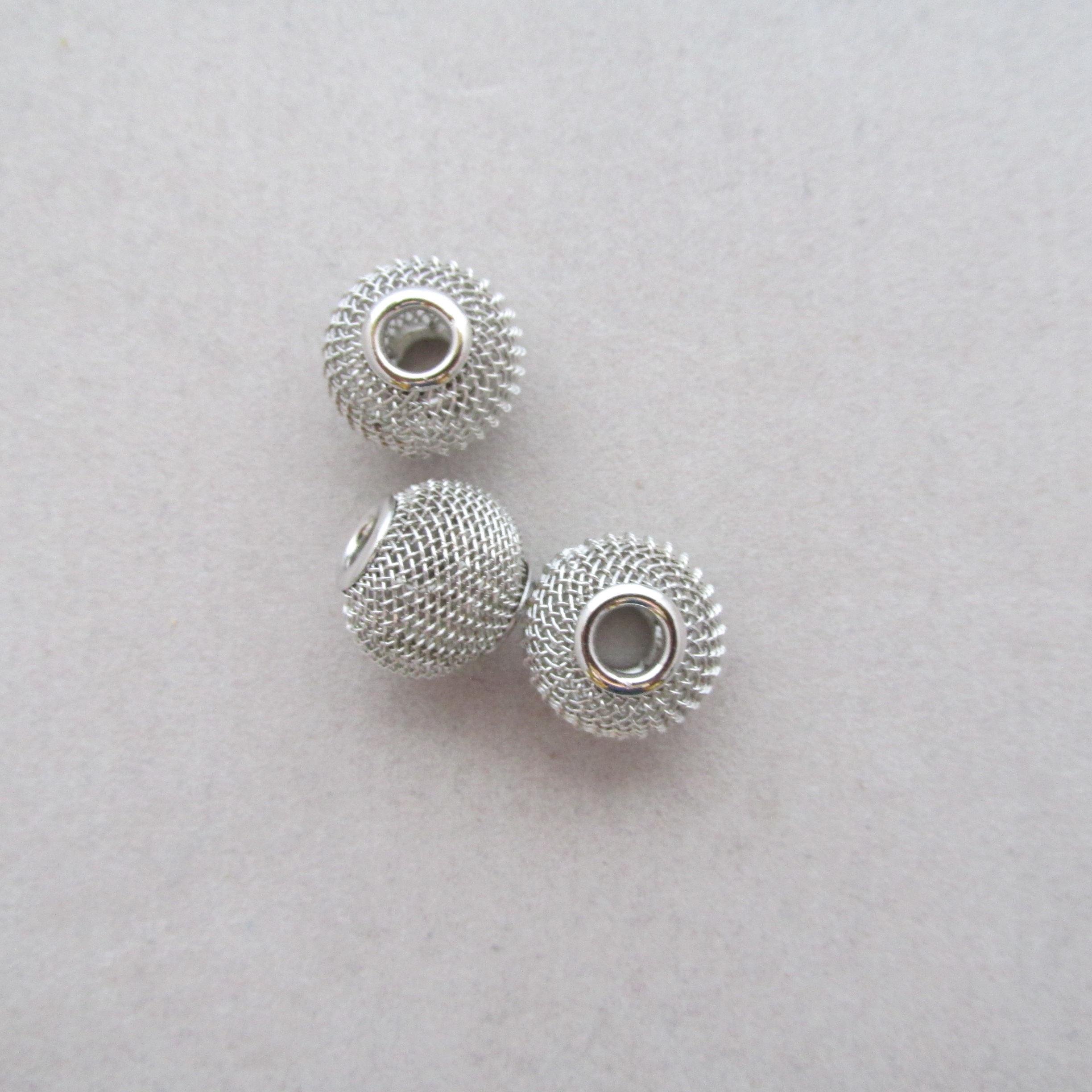 Netzperle Metall 16 mm platinfarben - 1 Stück