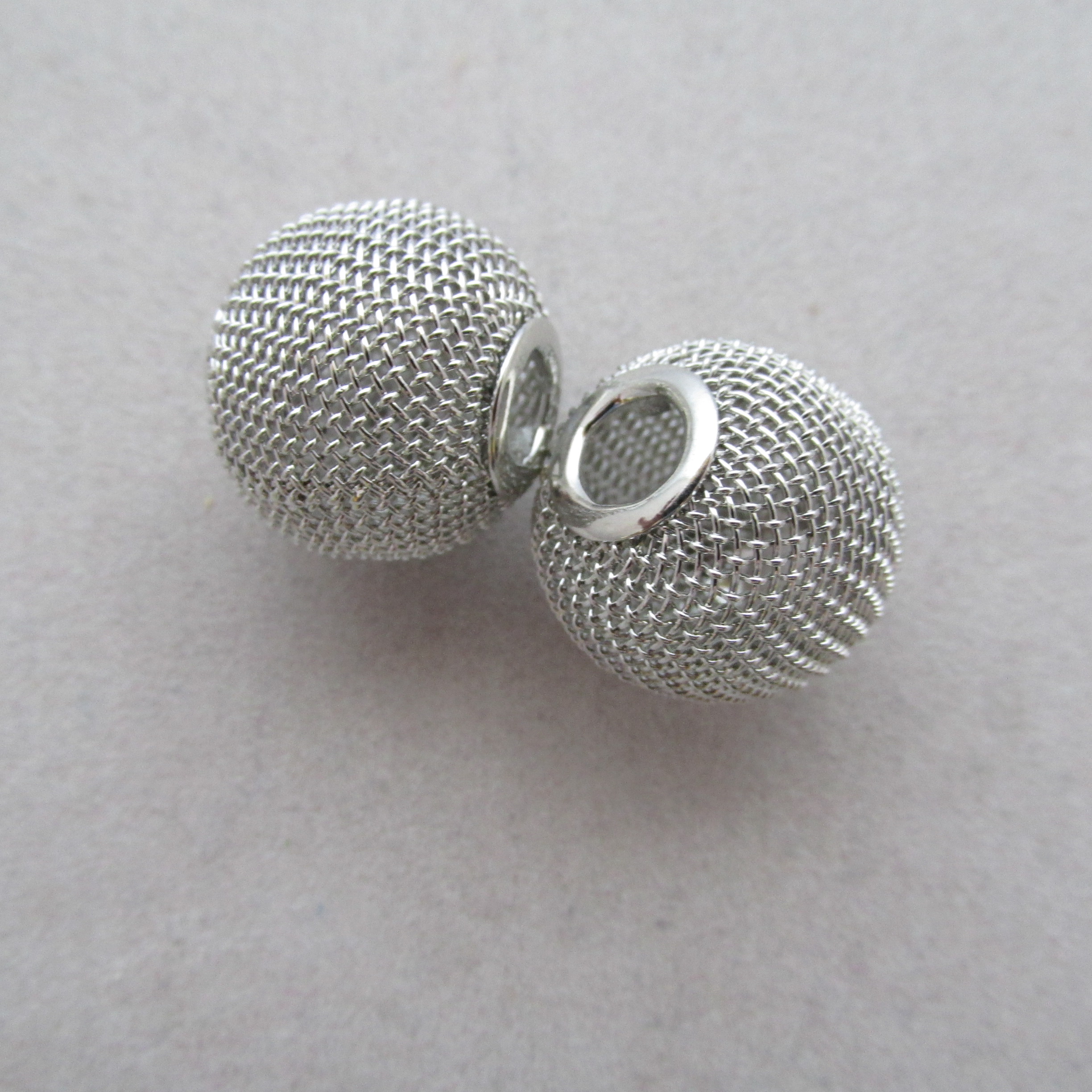 Netzperle Metall 21 x 15 mm platinfarben - 1 Stück
