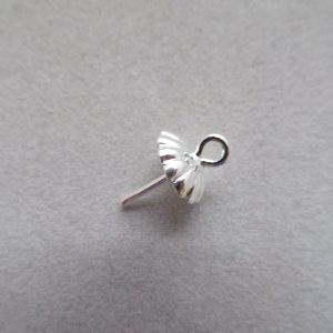 Stiftöse mit Perlkappe 10 mm versilbert zum Einkleben - Glue in - 5 St.