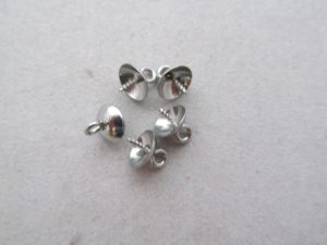 Anhängerkappe 10x 8 mm aus Edelstahl mit Öse  - Glue in - 10 Stück
